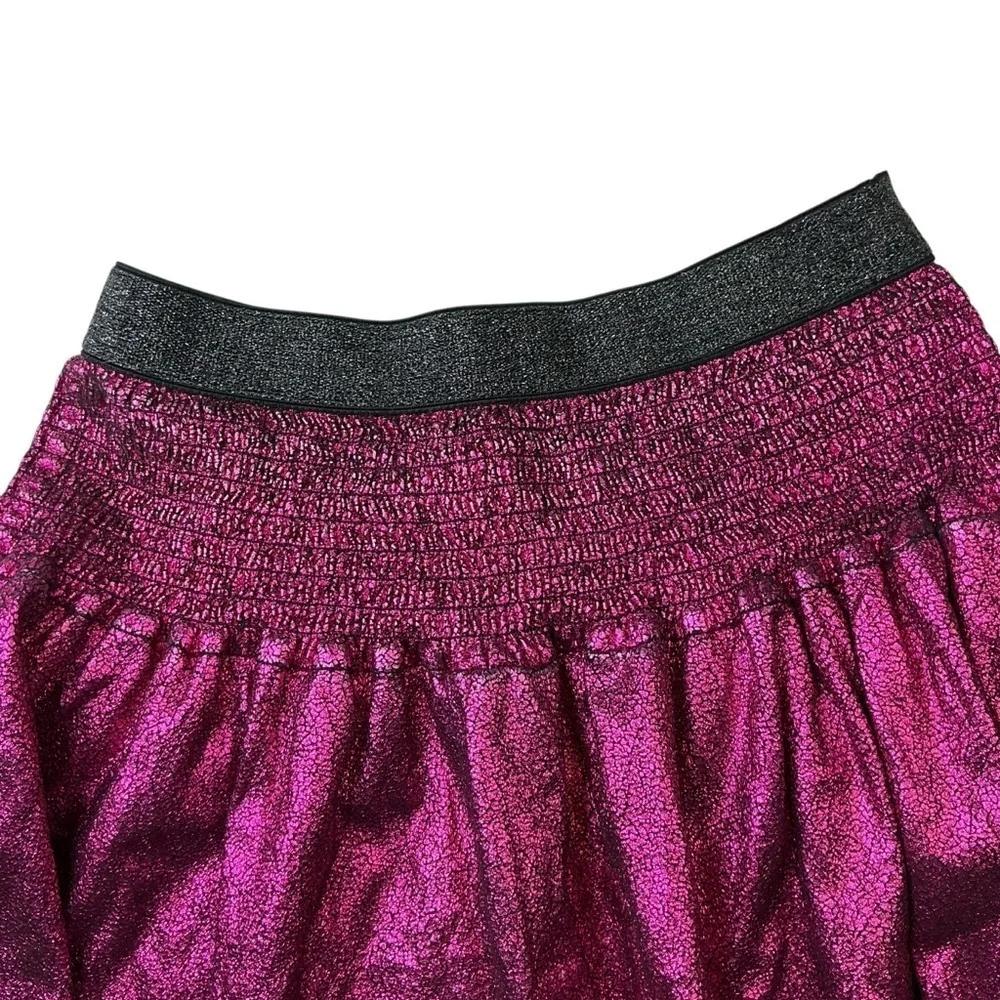 Garanimals Girls Skirt Shiny Metallic Fuchsia Black Crackle Layered Ruffle Sz 8